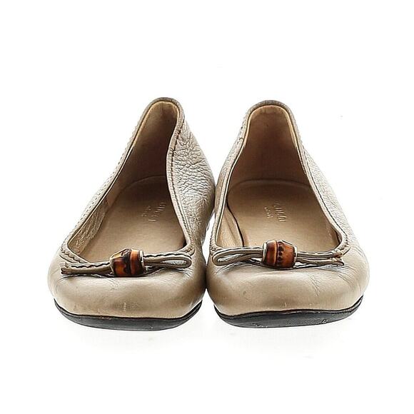 Gucci Marmont Muted Gold Leather Bamboo Flats Ballet Slipper Italy Sz EU 36 - Picture 1 of 8